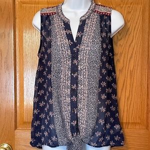 Knox Rose Navy Floral Ladies Blouse